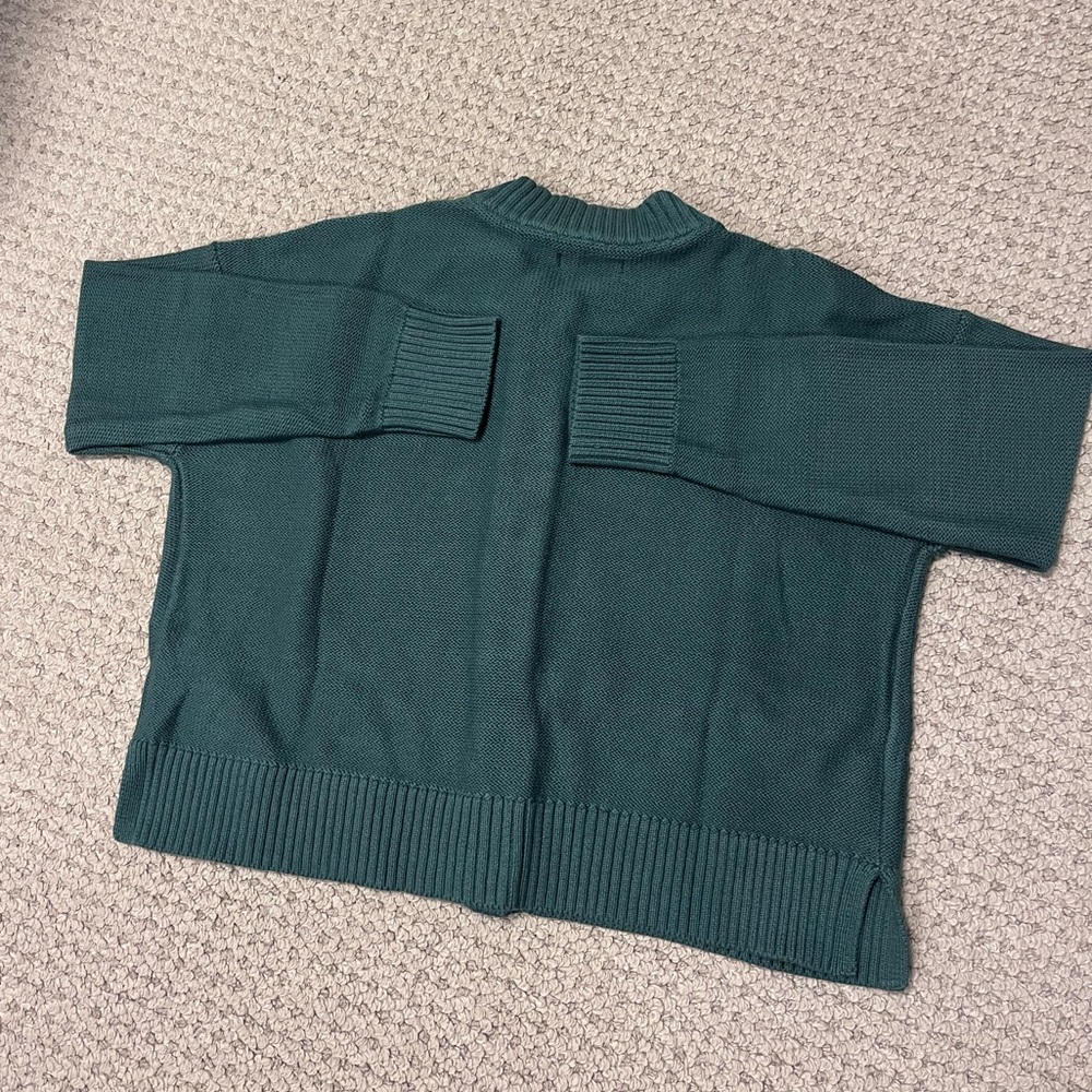 Quince 100% Organic Cotton Cropped cardigan Big Sur Green NWT XS - Picture 6 of 16